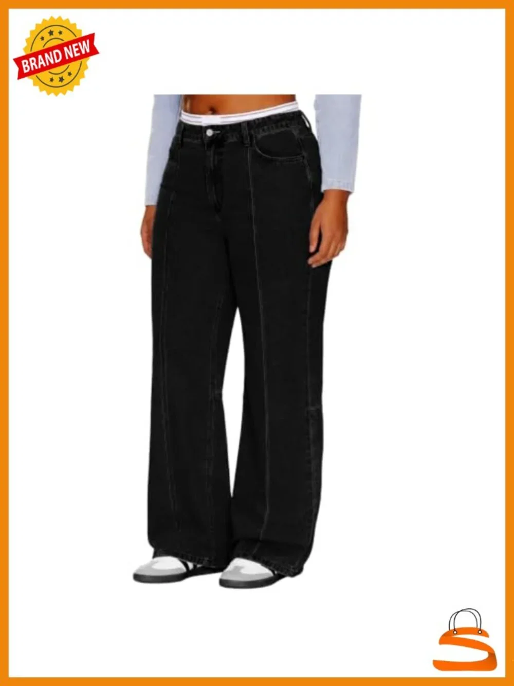 High Waisted Wide Leg Jeans Stretchy Buttoned Denim Pants